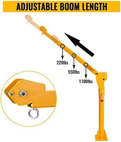 Grúa plegable montada en camión del torno de 1100 libras, grúas de horca de acero pintado de la camioneta de la camioneta giratoria 360 (grúa davit)