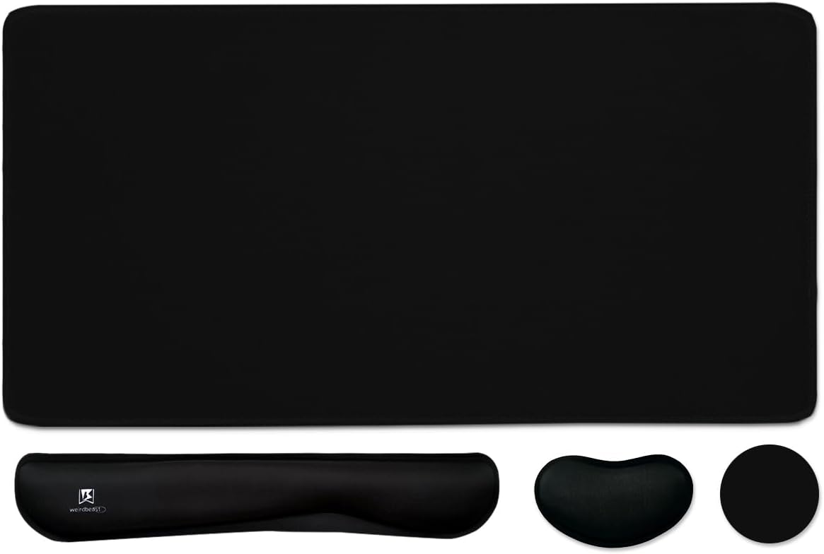 Alfombrilla de mouse grande 4 en 1 para juegos, reposamuñecas para teclado y soporte para muñeca, alfombrilla de escritorio extendida impermeable