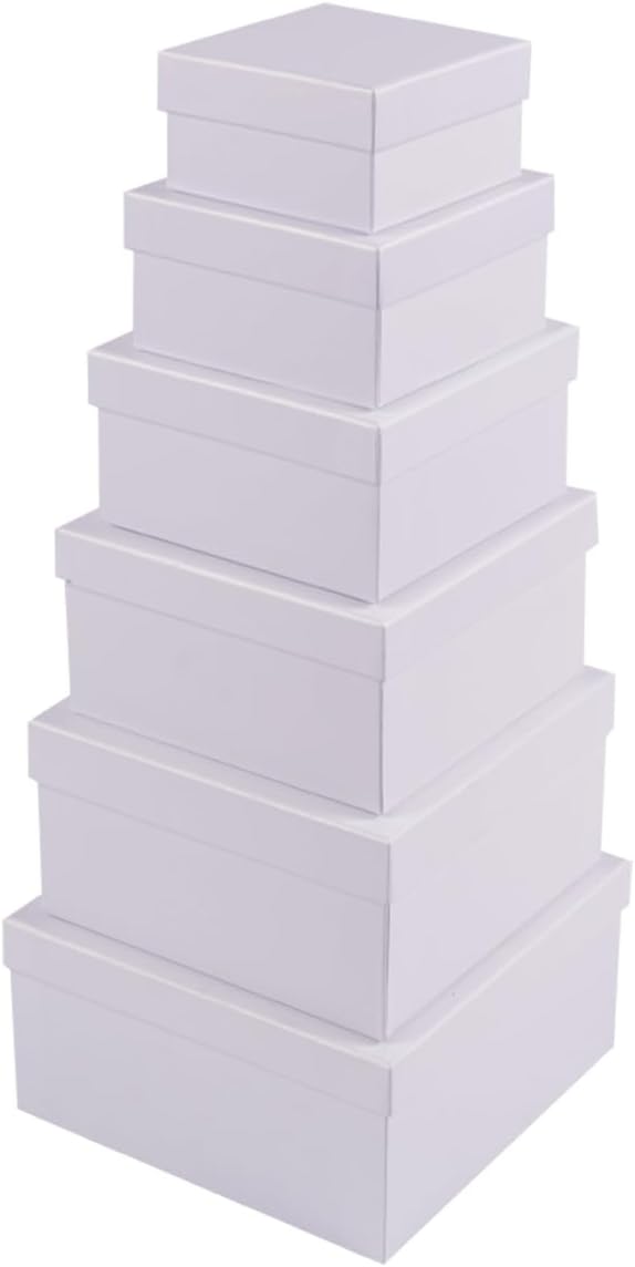 Lyforpyton Cajas de regalo cuadradas con tapas, juego de 6 cajas de regalo blancas para dama de honor, propuesta de boda, cumpleaños, baby showers