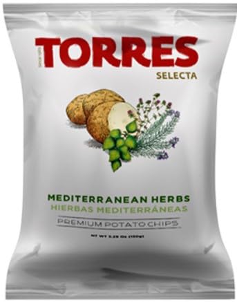 Torres – Papas fritas de hierbas mediterráneas, 1.76 oz (50 g) (paquete de 3)  Ligero y crujiente con sabores atrevidos  Bocadillo perfecto para