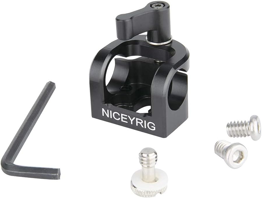 NICEYRIG Abrazadera de varilla de 0.591 in, soporte de varilla individual para sistema de soporte de riel de 0.591 in, montaje EVF, luz LED,