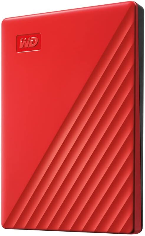 Western Digital Disco duro externo portátil de 1TB My Passport con protección con contraseña y software de respaldo automático, rojo – Western
