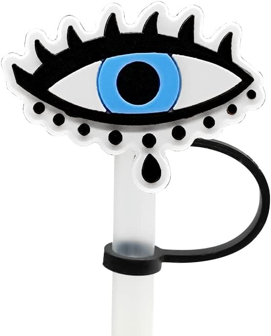 Tapa grande de paja para niños de 0.394 in de ojo malvado para Stanley Cup 40 oz 30 oz de silicona de dibujos animados de paja tapas de paja tapas