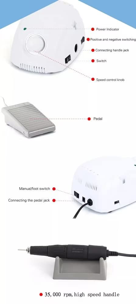 Micromotor de 35,000 RPM con escalón de pie disponible para juego de pulido de laboratorio, joyería sin escobillas tipo E Connect