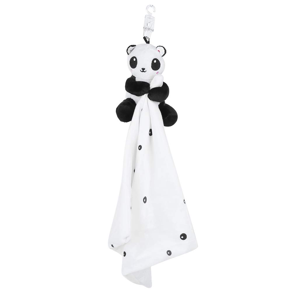 Manta de seguridad para bebé con animales de peluche para niños y niñas, súper suave y adorable (panda negro y blanco)