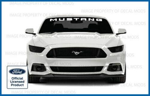 Decal Mods Cartel para parabrisas delantero compatible con Ford Mustang (2015-2021), calcomanía gráfica V6 – M (brillo blanco) – CW
