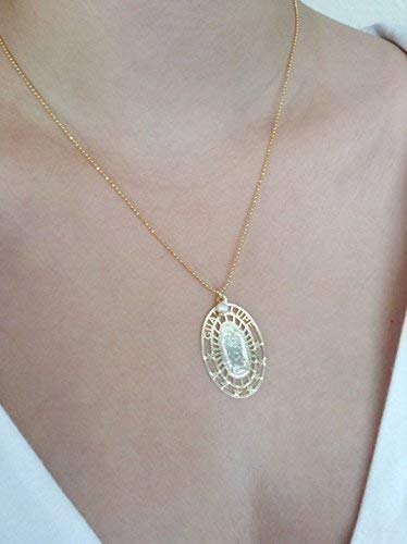 Gold Plated Our Lady of Guadalupe Medal Necklace for Women
