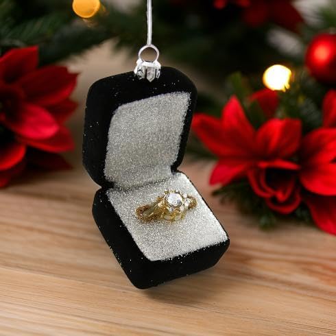 The Bridge Collection Adorno de anillo de compromiso  Anillo de diamantes Adornos para árbol de Navidad  Adorno de propuesta de Navidad