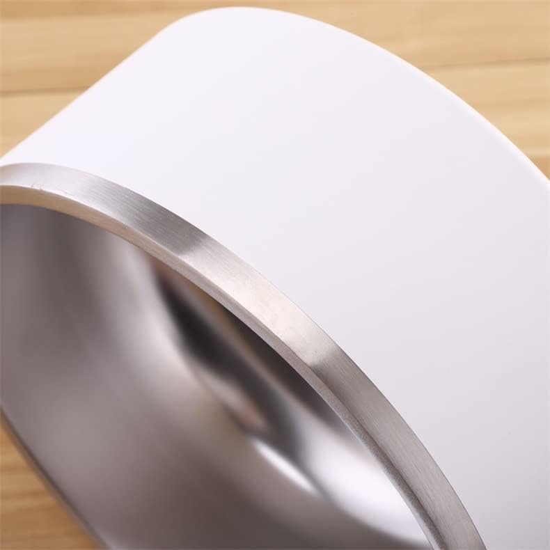 Cuenco blanco para perros de 32 onzas de 4 tazas, tazón de acero inoxidable de doble pared para mascotas, cuenco aislado al vacío, tazón