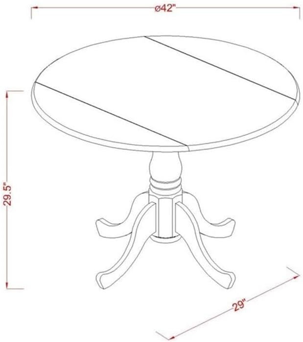 East West Furniture DST-WBK-TP Dublin – Mesa de comedor redonda con base de pedestal, 42 x 42 pulgadas, multicolor