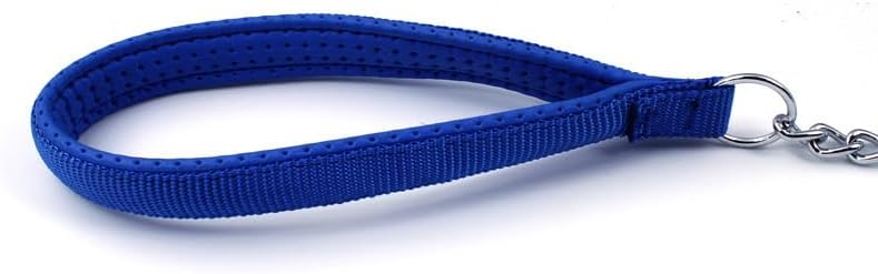 Cadena de metal resistente para perro, correa para perro a prueba de mordidas con mango suave para mascotas de tamaño grande de más de 50 libras (4