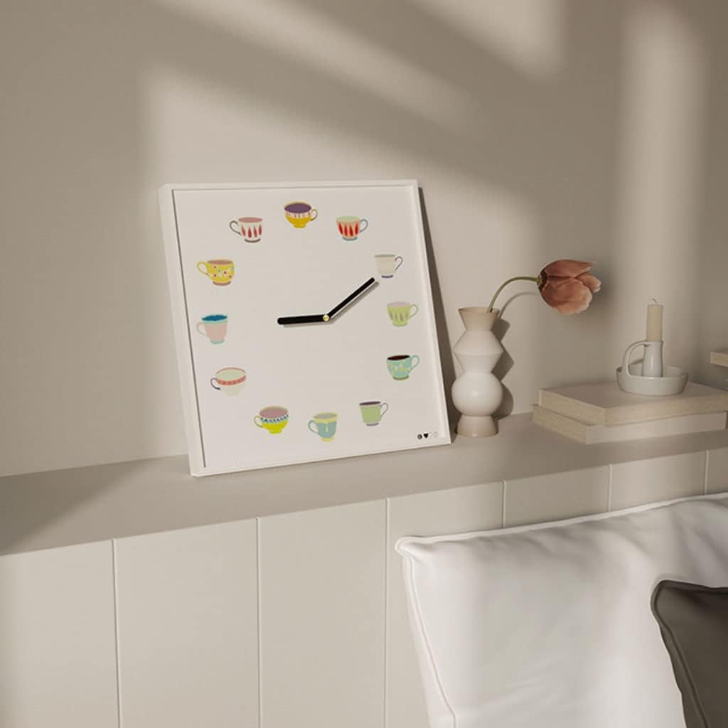 Reloj de pared Coffee Cup Wall Clock Kitchen Decor Creative Simple and Modern Square Acrylic Decorative Clock for Bedroom Restaurant Office Home