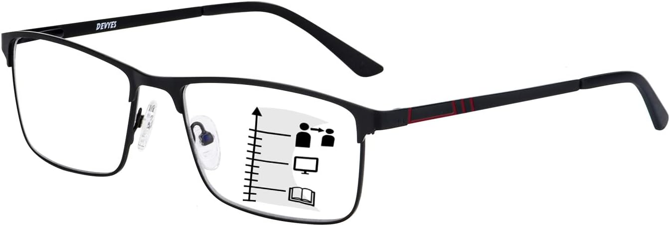 Gafas de lectura progresivas multienfoque para hombres y mujeres, de metal, medio marco de metal, bloqueo de luz azul, lectores multifocales