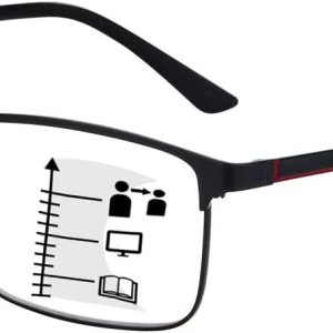 Gafas de lectura progresivas multienfoque para hombres y mujeres, de metal, medio marco de metal, bloqueo de luz azul, lectores multifocales Gafas de lectura progresivas multienfoque para hombres y mujeres, de metal, medio marco de metal, bloqueo de luz azul, lectores multifocales