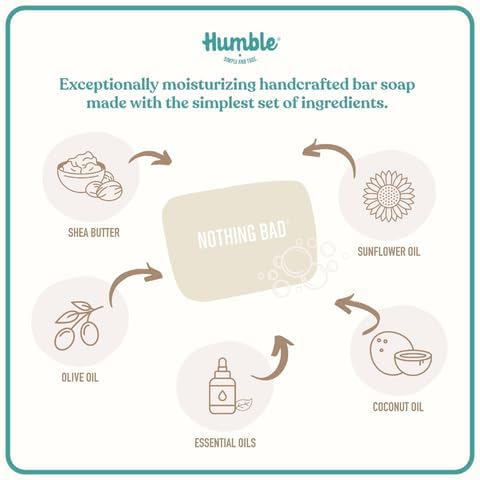 HUMBLE BRANDS – Jabón en barra hecho a mano, barras de jabón orgánico procesado en frío, limpiador hidratante facial y corporal, hierba de limón y