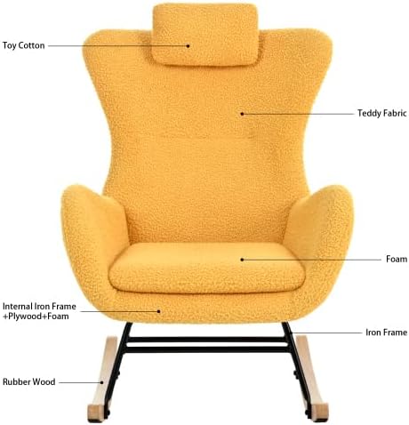 Mecedora profesional con patas de goma, tela de cachemira y diseño ergonómico, perfecta para sala de estar y dormitorio, ideal para guardería y