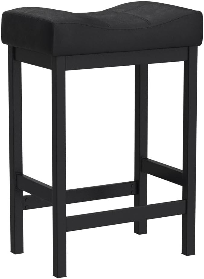 KATDANS Juego de 2 taburetes de bar, taburetes de altura de mostrador de 24 pulgadas, taburetes de cocina modernos de piel sintética con base de
