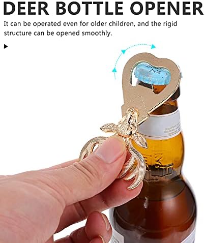 Abrebotellas con forma de cabeza de ciervo para refrescos, cerveza, abridor de botellas, barra de cocina, regalo para boda, Navidad, cumpleaños (oro
