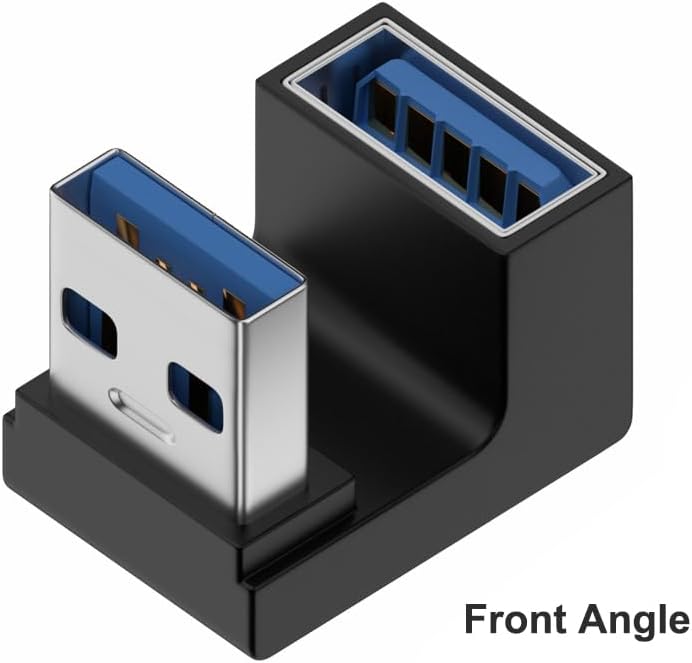 Herfair Adaptador USB 3.1 en forma de U (paquete de 2) 180 grados USB macho a hembra Extensor de 10 Gbps Acoplador USB Conector Soporte OTG para PC,