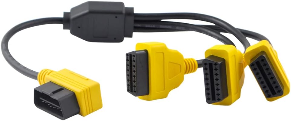 Cable divisor OBD2 de 1.6 pies19.7 in, Cable de extensión OBD-II de 3 vías, Divisor OBD completo de 16 pines 1 a 3 hembra Y Cable Adaptador de cable