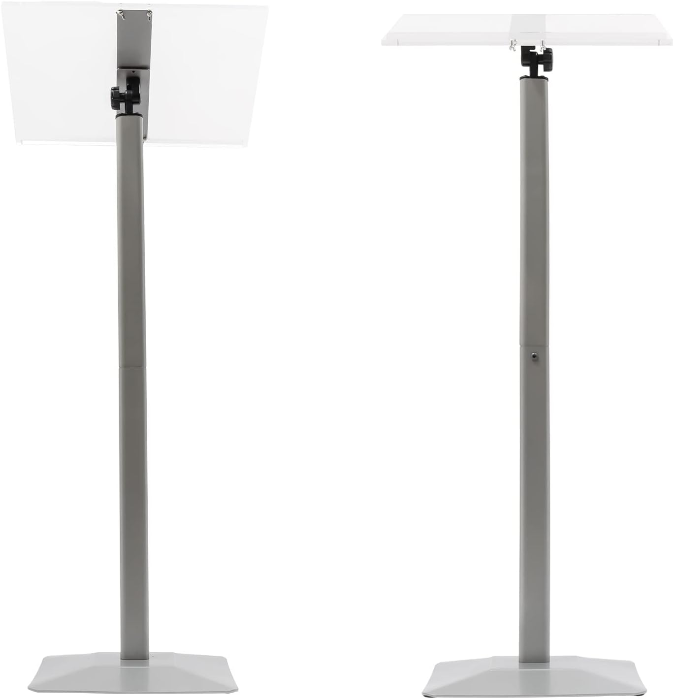LOYALHEARTDY Soporte de podio acrílico, podio de hablar de pie en el suelo, ángulo de 30-90, ajustable, para conferencia, podio, cuerpo y base de