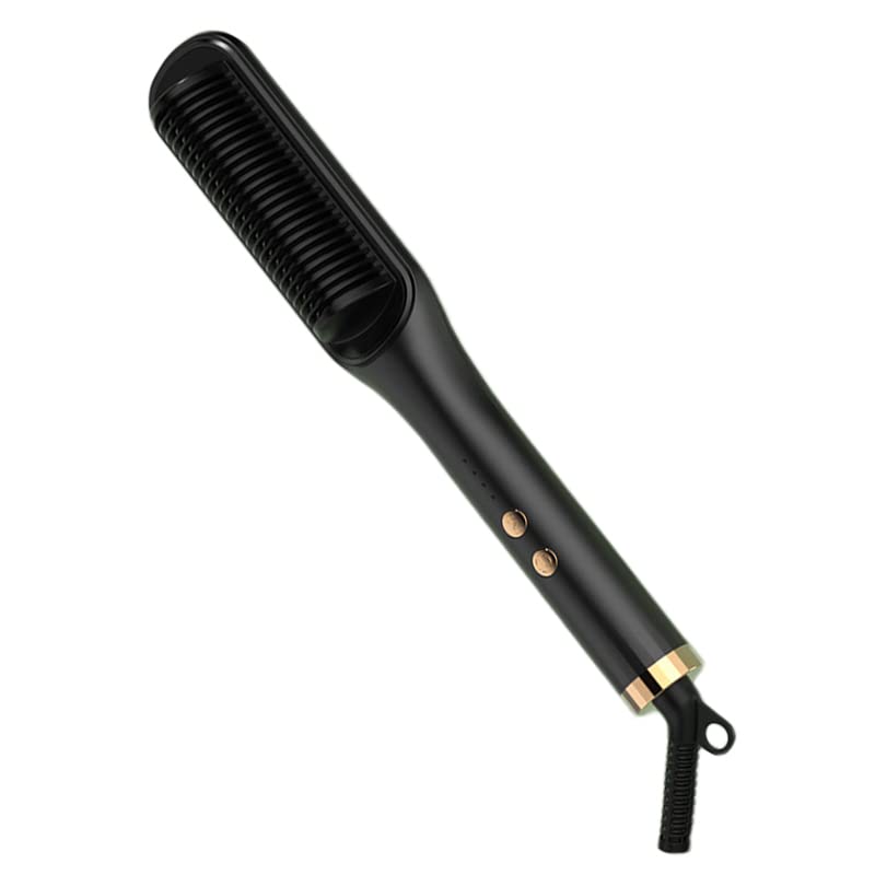 Peine alisador de cabello Termostato inteligente de iones negativos de doble uso para salón de casa Enchufe de EE. UU. 220V (negro)