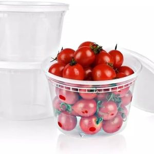 Recipientes para delicatessen con tapas, juego de 48 recipientes de plástico a granel con tapas, recipientes de plástico de 24 onzas para Recipientes para delicatessen con tapas, juego de 48 recipientes de plástico a granel con tapas, recipientes de plástico de 24 onzas para