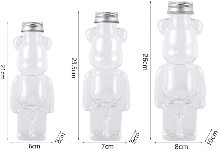 LELEBEAR Adorable botella de oso con diseño lindo y juguetón, sin BPA, funcional para el hogar y la cocina, perfecta para té con leche fría fría y
