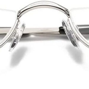 VEVESMUNDO Lentes de lectura de metal de media luna con marco semi sin montura para hombres y mujeres VEVESMUNDO Lentes de lectura de metal de media luna con marco semi sin montura para hombres y mujeres