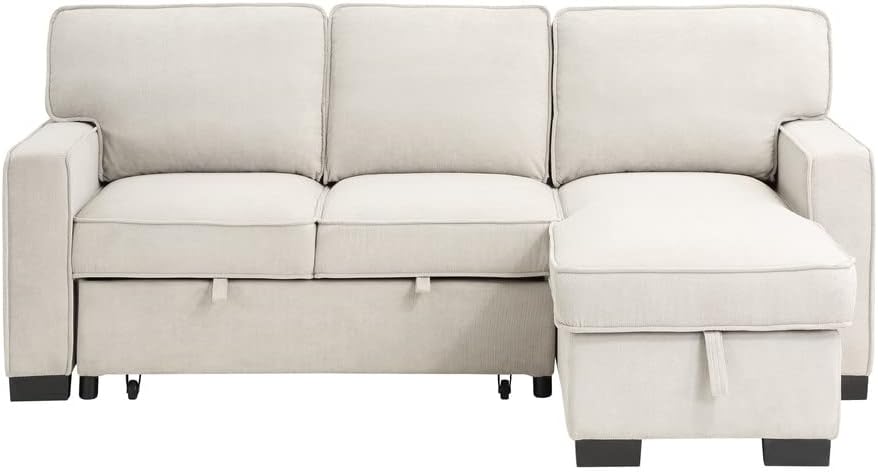 Sofá modular convertible de 88.75 pulgadas con cama extraíble, sofá esquinero en forma de L de 3 asientos con diván de almacenamiento reversible y