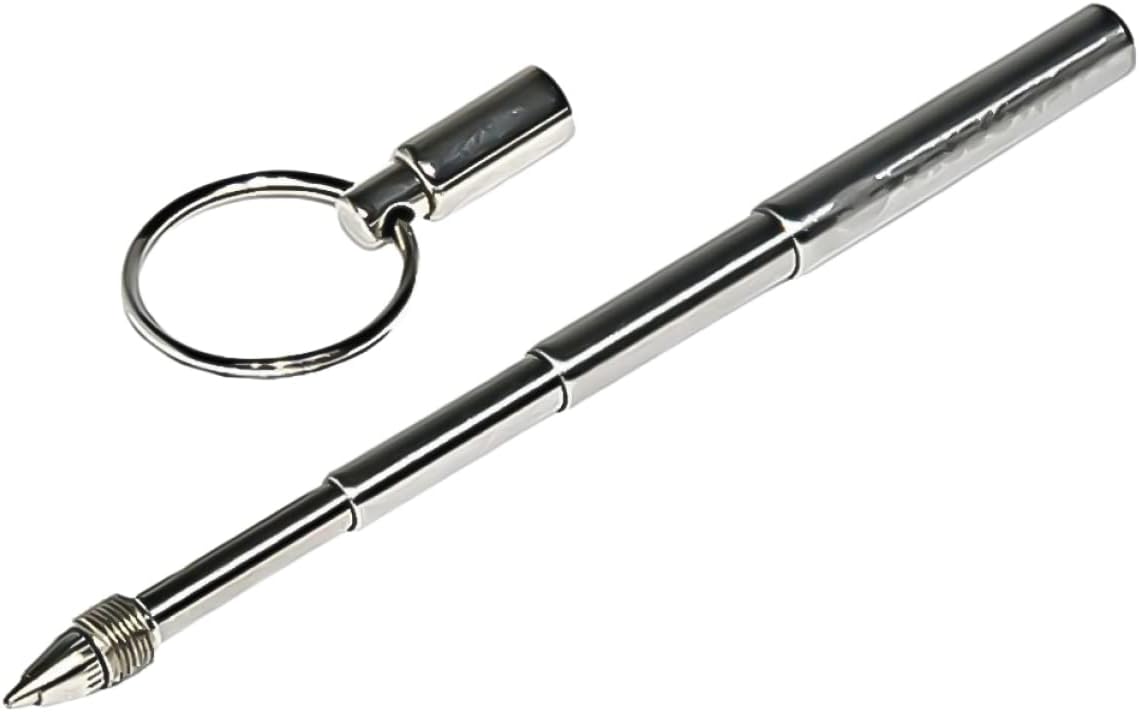 STOBOK Llavero telescópico, bolígrafo telescópico, bolígrafo telescópico, mini herramienta de metal, bolígrafo de acero inoxidable, bolígrafo con