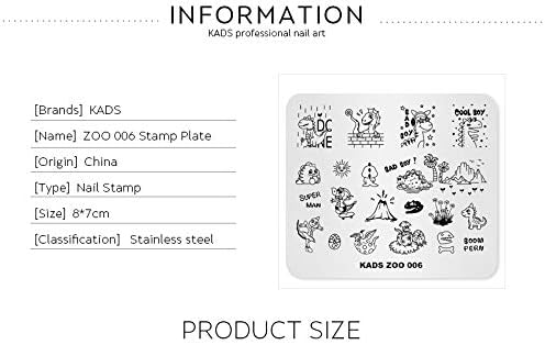 KADS – Placa de estampación de uñas para decoración de uñas y dragón lindo (ZOO006)