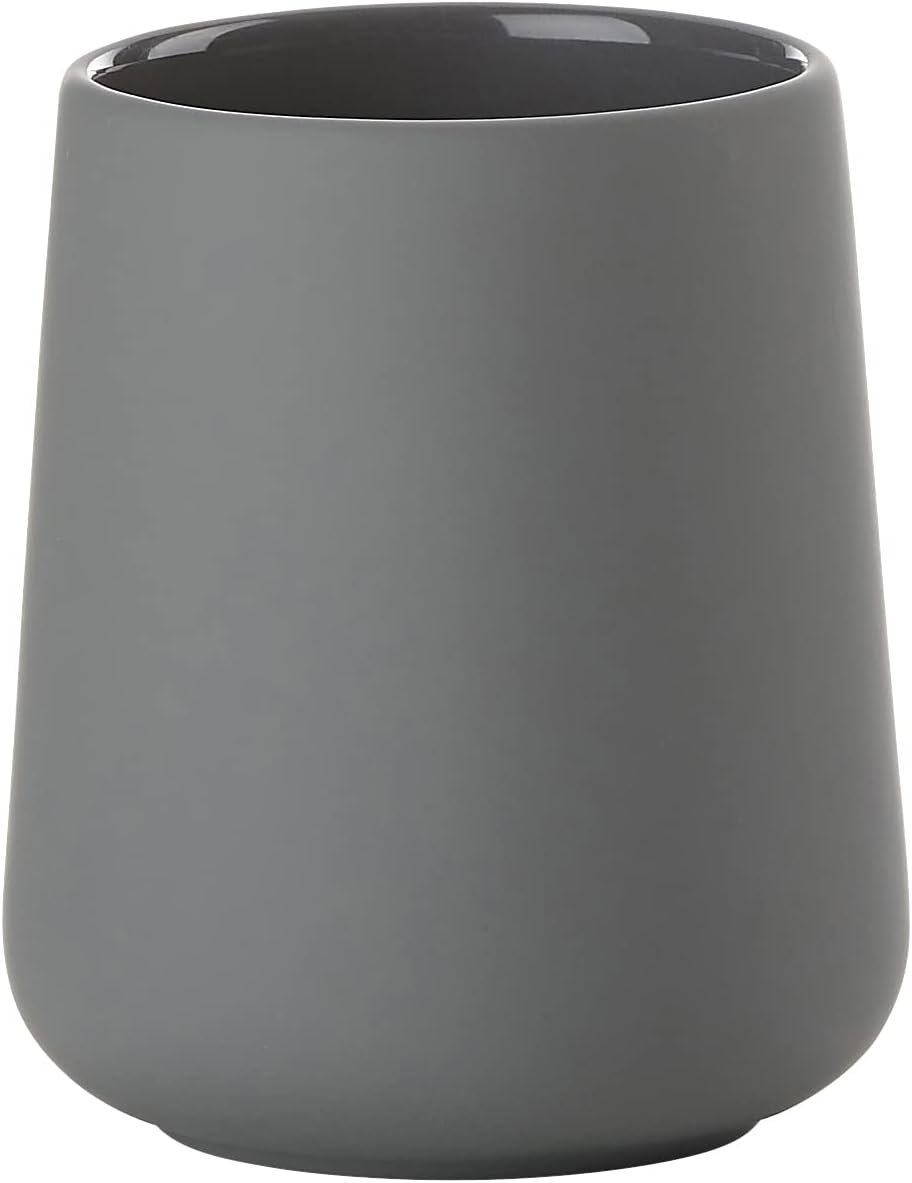 Zone Denmark Nova One Zahnputzbecher, Zahnbürstenbecher aus Keramik mit Soft Touch-Beschichtung, Durchm. 3″, Höhe 3.93, Gris