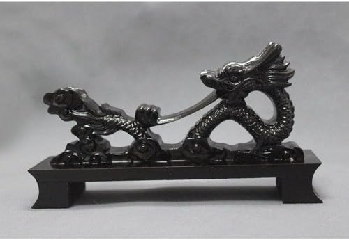 Espada samurái de dragón negro de resina Katana Wakizashi Tanto soporte de exhibición
