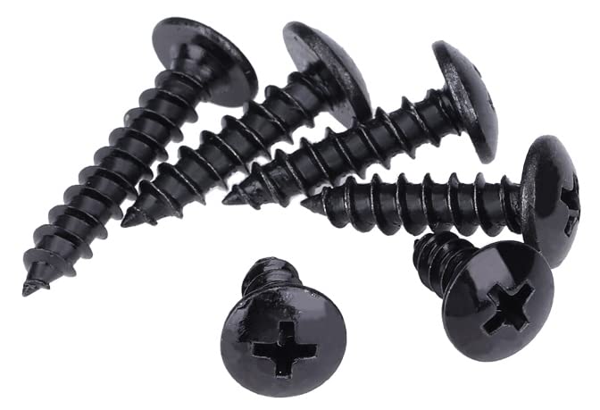 70 tornillos de madera M5 x 1.575 in con cabeza de truss Phillips negros, tornillos de cabeza de hongo cruzados autorroscantes para muebles,