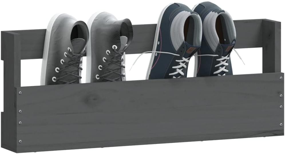 Zapateros de pared 2 piezas Gris 23.2×3.5×9.1 in Madera maciza Pino