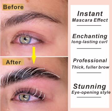 Kit de laminación de cejas 2 en 1, kit profesional de pestañas permanentes que duran 6-8 semanas, pestañas rizadas naturales y cejas esponjosas de