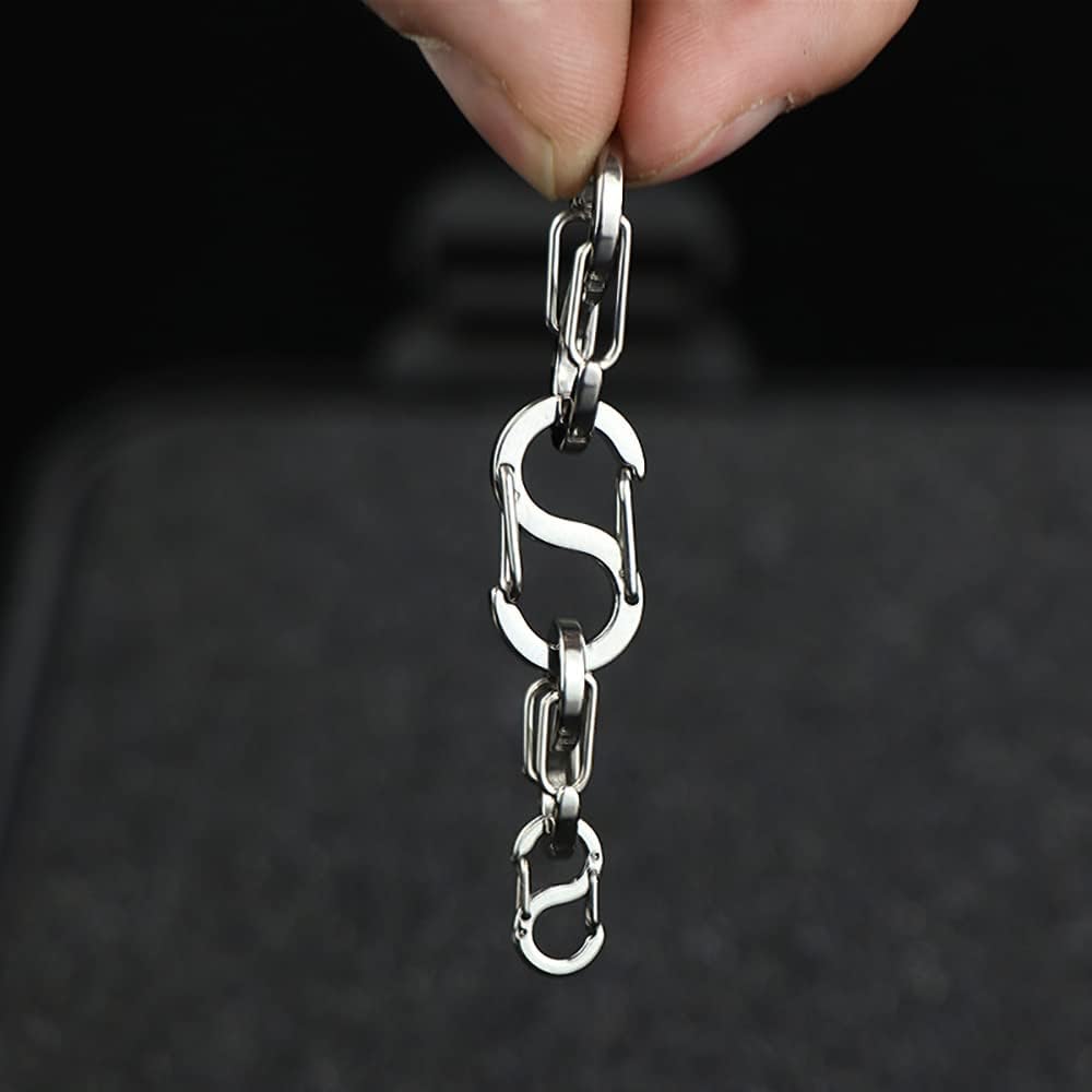 Titanium Carabiner Clips 6PCS Dual Snap Hook Small Keychain Spring Clasps for Camping Fishing Hiking Keychain Accessories