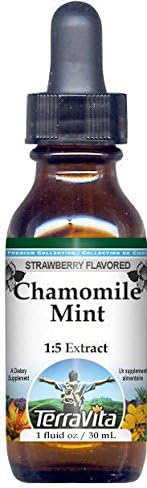 Manzanilla Menta glycerite Extracto de líquido (1 5)Sabor Fresa (1oz, Zin 522263), 1 Ounce, 2