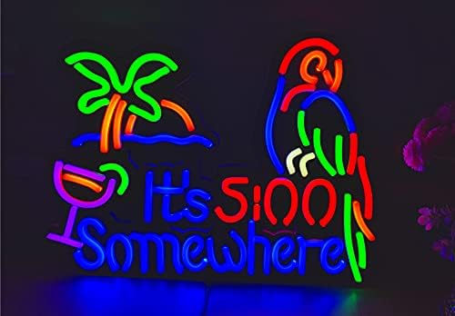 It’s 500 Some Where Parrot 17in*13in LED tira de luz de neón para bar de cerveza pub garaje habitación