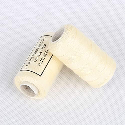 3 rollos de hilo de coser de algodón, hilo de tejer para hacer peluca, extensión de cabello, hilo de trama de peluquería, hilo negro, marrón, beige,