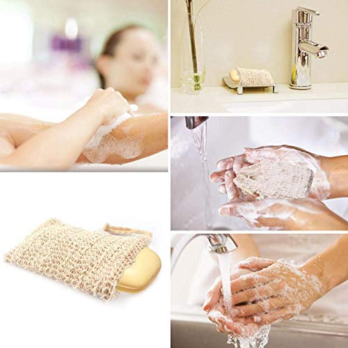 15 bolsas ahorradoras de jabón natural de sisal exfoliante bolsa de jabón con cordón para ducha y baño, 5.5 x 3.5 pulgadas