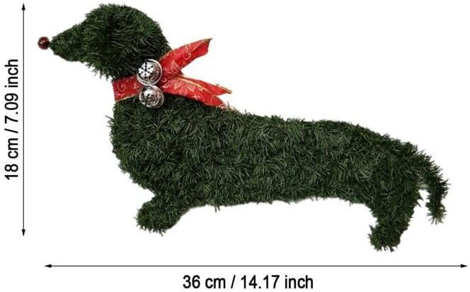 Corona de salchicha para perro, ramas artificiales, hojas verdes, guirnalda para puerta delantera, corona hecha a mano de temporada, colgador de