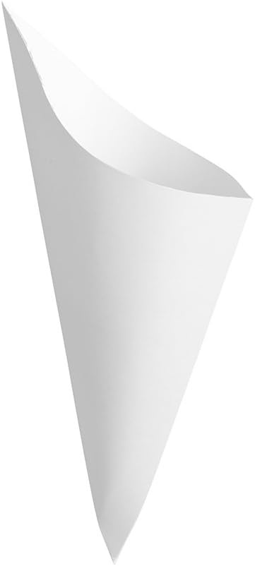 Restaurantware Conetek – Conos de comida blancos ecológicos de 10 pulgadas perfectos para aperitivos, cono de papel seguro para alimentos,