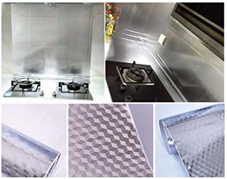 Adhesivo de aluminio (23.6 in x 78.7 in), resistente al óxido, autoadhesivo, para el hogar, impermeable, autoadhesivo, fácil de limpiar (plateado)