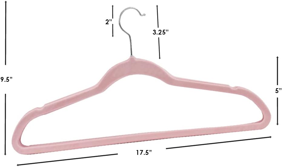 Home Basics – Perchas de terciopelo para ropa (paquete de 60 unidades), color rosa, perchas de fieltro para camisetas, chaquetas, vestidos y