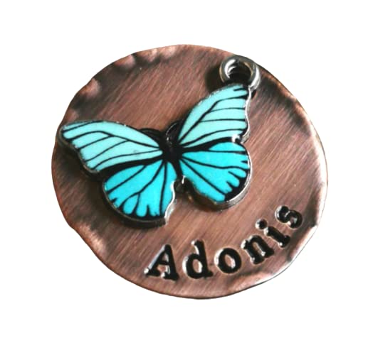 Butterfly Dog Tag, Pet ID Tag, Nature Dog Tag, Dog Tags for Dogs, Hand Stamped Tags, Pet Tag, Cat Tag (1″)