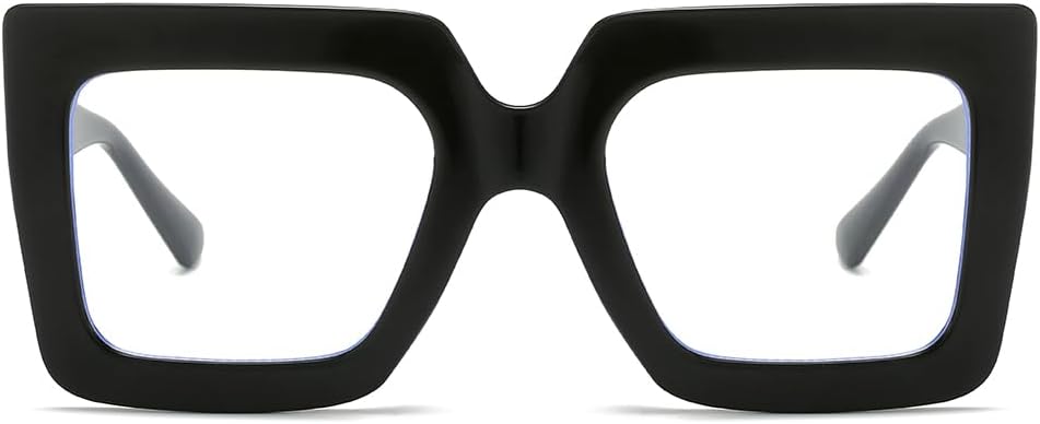 Lentes de gran tamaño para mujer, anteojos de gran tamaño con filtro de luz azul, lentes de computadora cuadrados gruesos y multicolor
