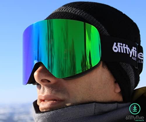 6fiftyfive gafas de esquí para hombre y mujer, sin montura, visión amplia, lente magnética de cambio rápido, 100% UV400, antiempañamiento, OTG