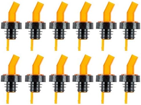 (Paquete de 12) vertedor de botella de licor con criba, vertedor de botella de boquilla naranja con cuello, boquillas de vertido con cribado por